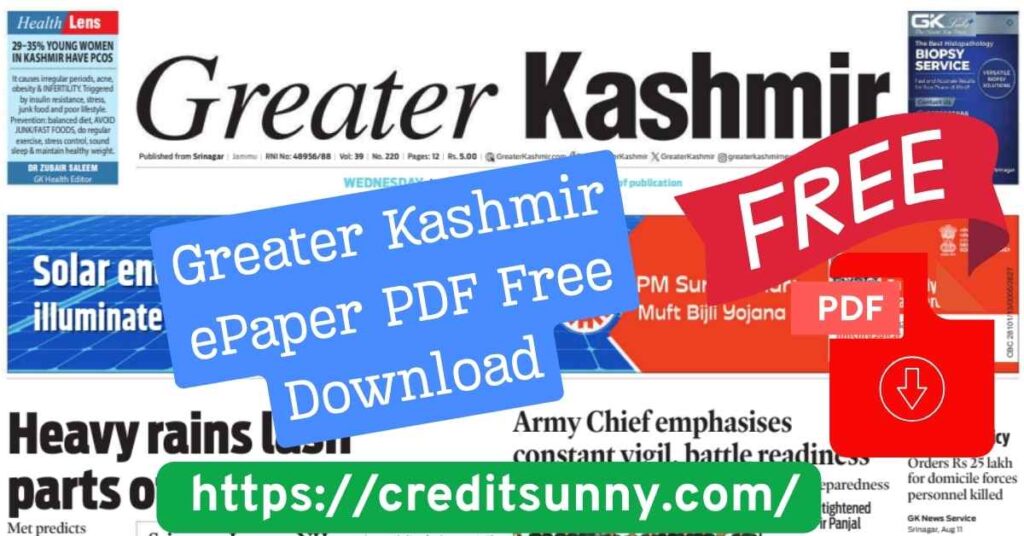 Greater Kashmir ePaper PDF Free Download