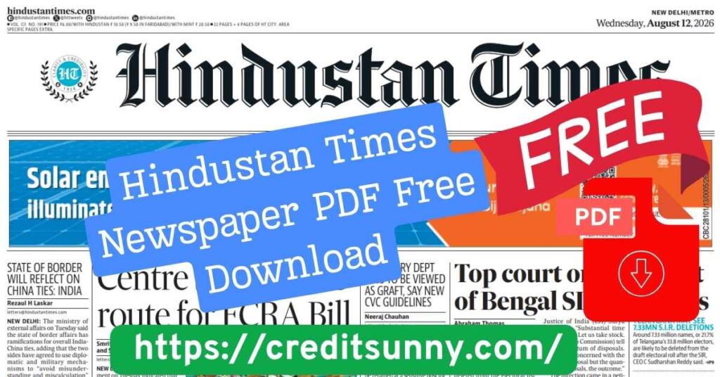 Hindustan Times Newspaper PDF Free Download