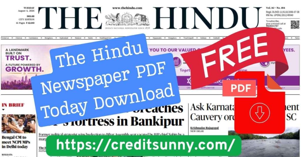 The Hindu Newspaper PDF Today Download