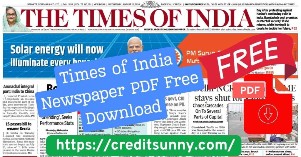 Times of India Newspaper PDF Free Download