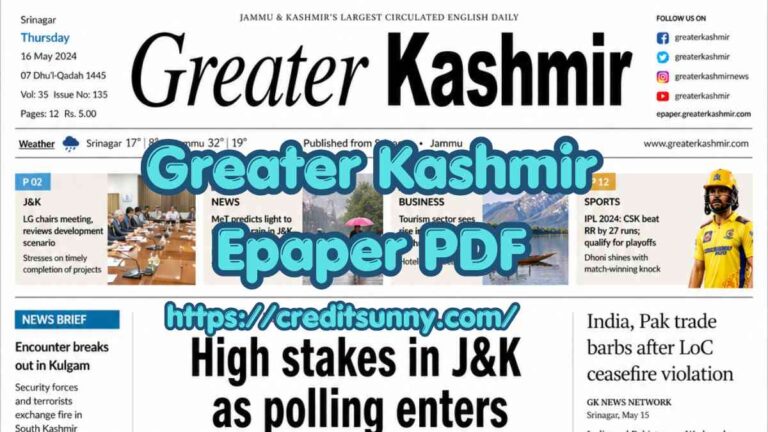 Greater Kashmir Epaper PDF