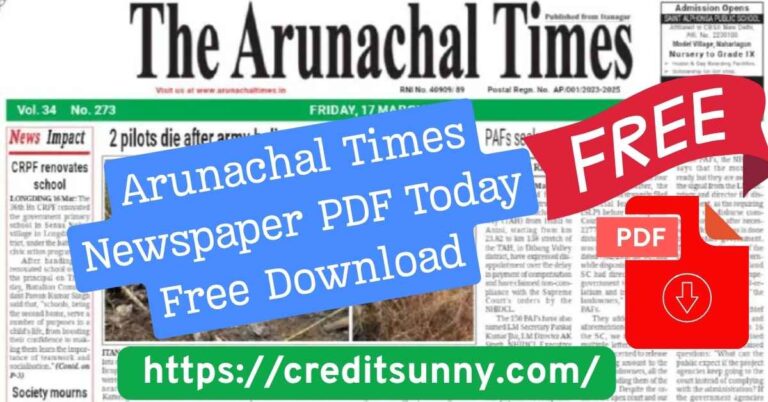 Arunachal Times Newspaper PDF Today Free Download